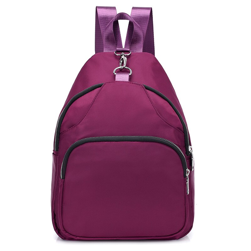 Vrouwen Waterdichte Nylon Rits Rugzak Reizen Ongedwongen Schoudertassen Schooltas Rugzakken Mode Sac Schooltassen Voor Tienermeisjes: Paars