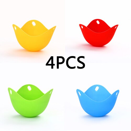 Di sicurezza in silicone uovo fornello Bracconaggio Cuoco Stampo Da Cucina Accessori pancake Uovo Stampo Strumento di Cottura Ciotola di Plastica Uovo in camicia Strumento: 4pezzi
