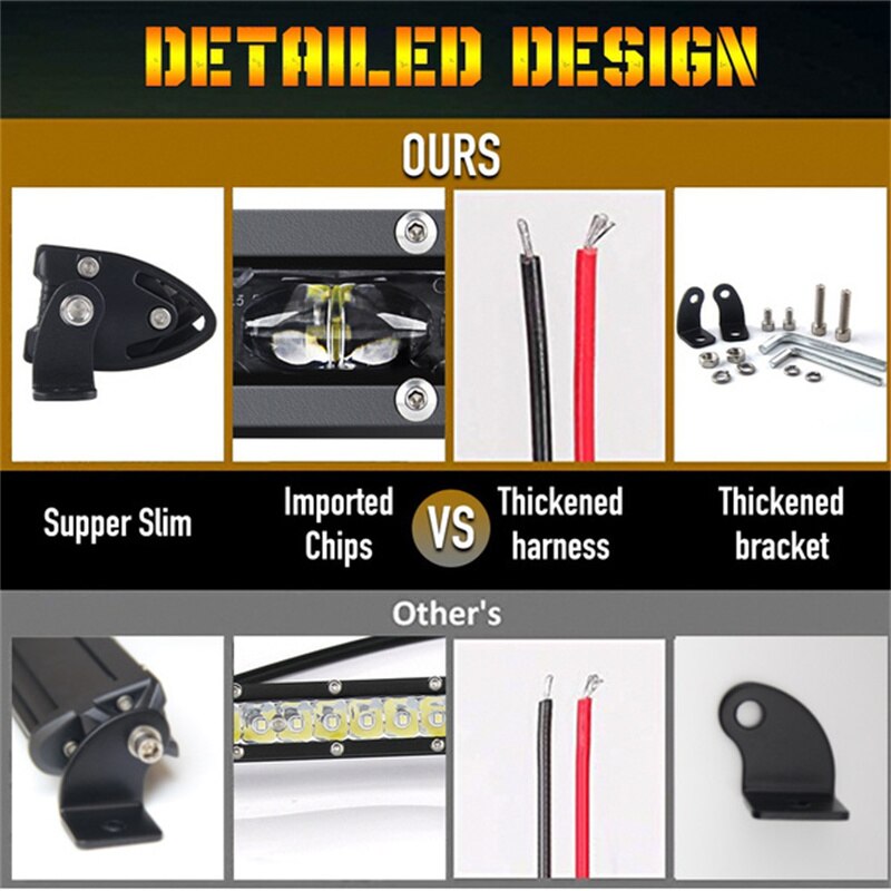 Super Slim Single Row 6D Lens Led Light Bar 8/14/20inch LED Driving Lamp Off Road Lights for Boat SUV Truck ATV Work Light