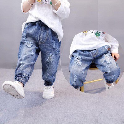 Pantalones para bebés y niños, pantalones vaqueros rasgados informales de otoño e invierno, pantalones elásticos de cintura elástica con bolsillo de terciopelo para niñas de 2, 3, 4, 5, 6 y 7 años