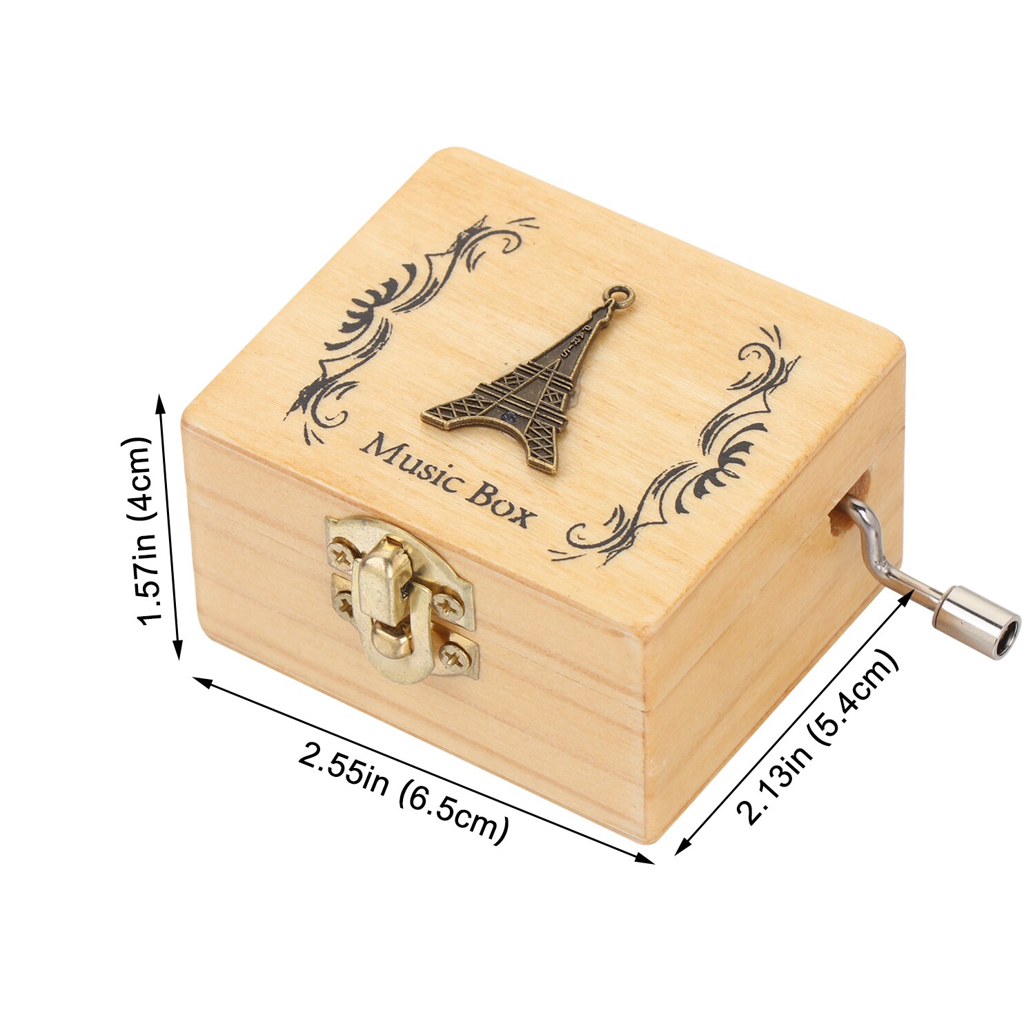 1PC Antique Music Box Wooden Hand Crank Classical Musical Boxes Children's Birthday Mother's Thanksgiving Day Memorial: Tower NO Mirror