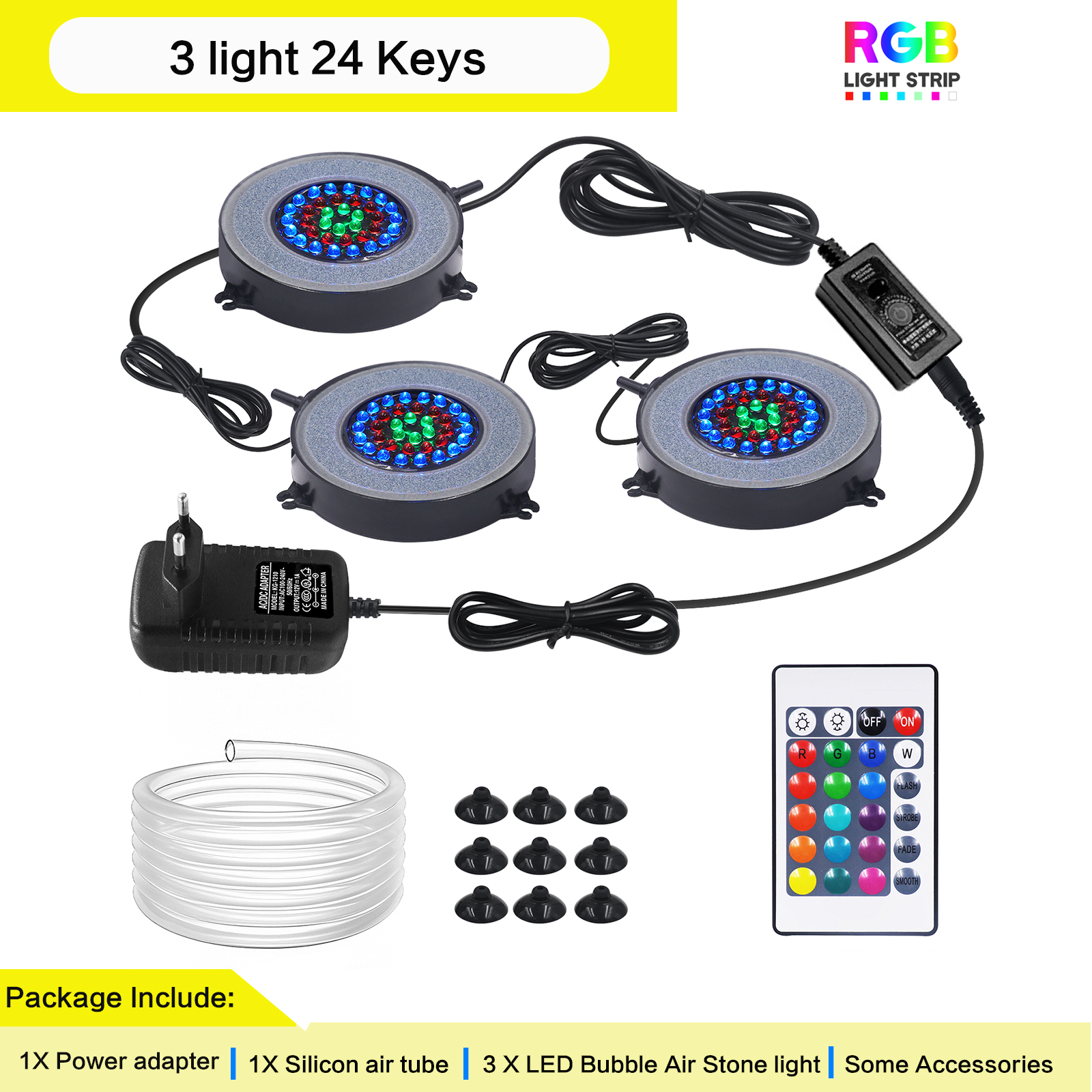 Onderwater Aquarium Licht Kleur Veranderend IP68 Waterdicht 36 LED Luchtlicht Aquarium Luchtbel Lamp Maken Zuurstof voor Aquarium