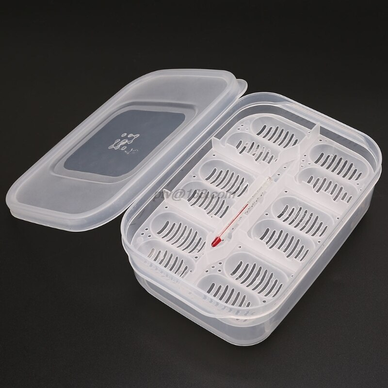 Plastic Reptiles Eggs Incubator Tray Eggs Hatcher Box Lizard Gecko Snake Case Amphibians Breeding Tools Supplies 12 Grids