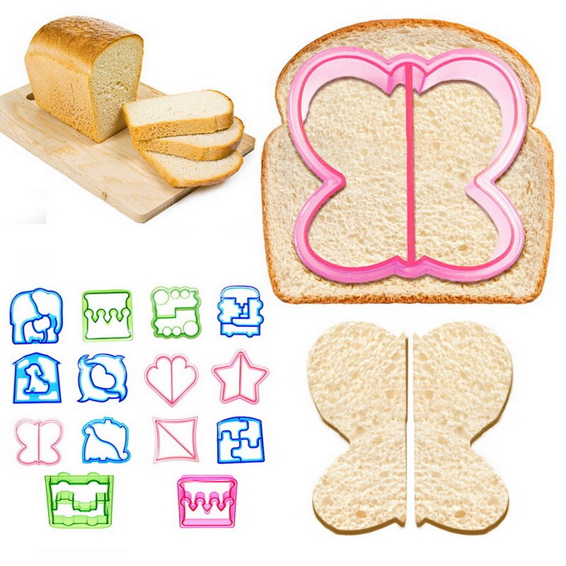 Kindersandwichmesset, roestvrijstalen mal in de vorm van een dinosaurusster in de vorm van een hart, mal voor het maken van cartoons, kunststof snijmal