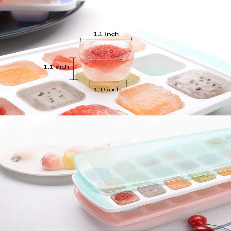 Ice Block Trays 3 Packs Flexible Silicone Ice Trays with Spill-Resistant Lids Easy Release Ice Trays Make 63 Ice Block, BPA Free