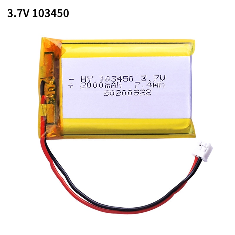 3.7V 103450 Lithium Polymeer Batterij, 2000 Mah Oplaadbare, Voor MP5, Speelgoed, Camera &#39;S, Gps, bluetooth, Speakers Hoge Capaciteit