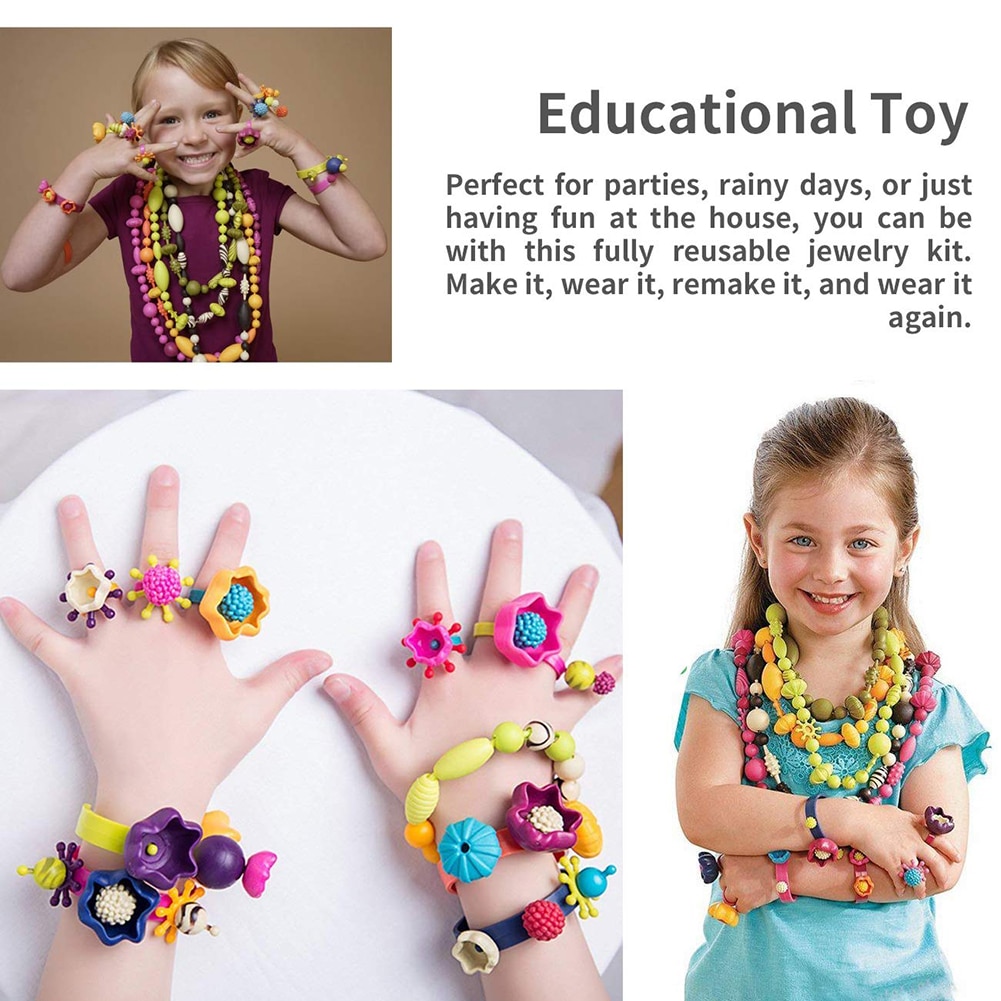 500 stuks pop snap kralenset herbruikbare diy ketting armband ring peuter speelgoed maken ketting armband en ring voor meisjes