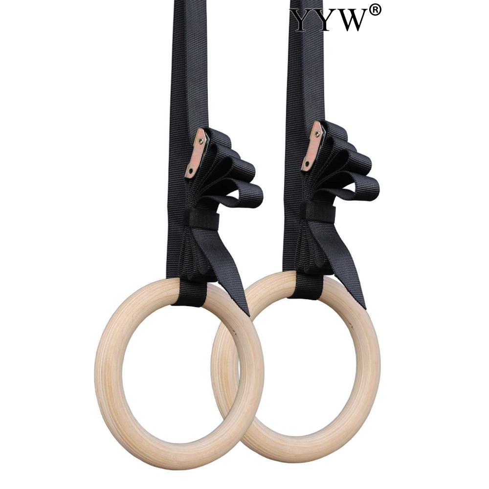 2 Home Indoor Pull Up Wood Gymnastic Ring 32/28mm Olympic Gym Rings For Home Gym Fitness for Muscle Building Ab Workout Strength