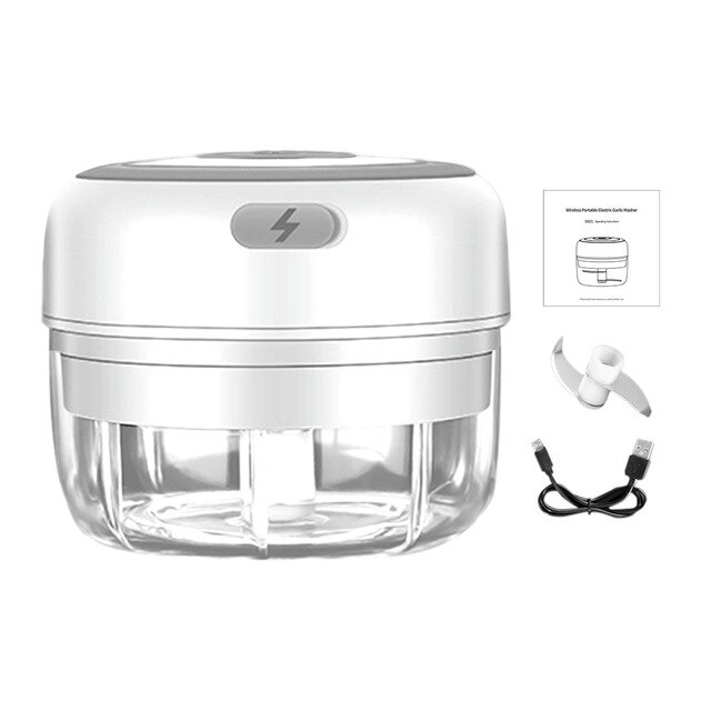 100/250ml Mini USB Wireless Electric Garlic Masher Press Mincer Vegetable Chili Meat Grinder Food Chopper Kitchen Tools: 100ML white