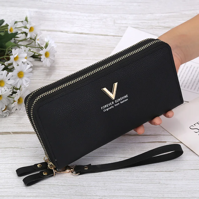Große Kapazität Reiß verschluss Brieftasche Frauen lange Geldbörse Damen Clutch Umschlag Tasche Pu Leder Handy Multi-Card Geldbörse