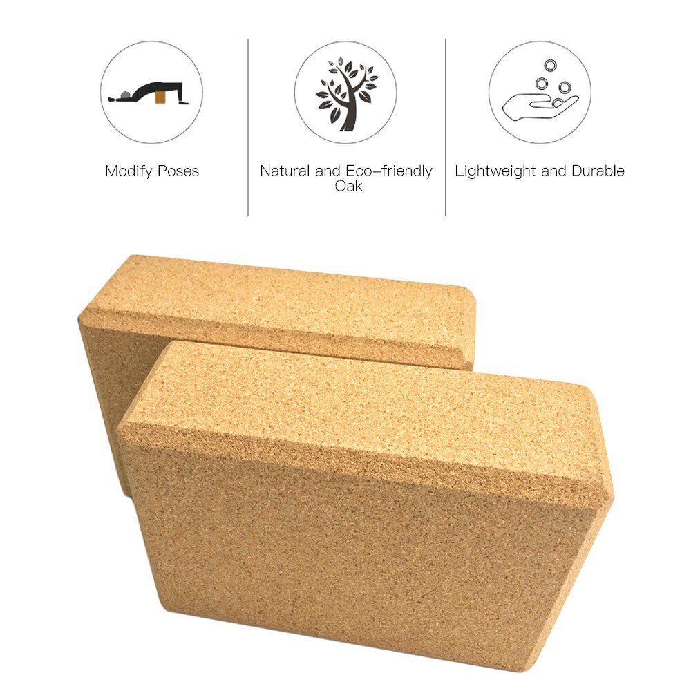 Yogablock aus kork und holz, weicher, hochdichter yogablock zur unterstützung der posen.