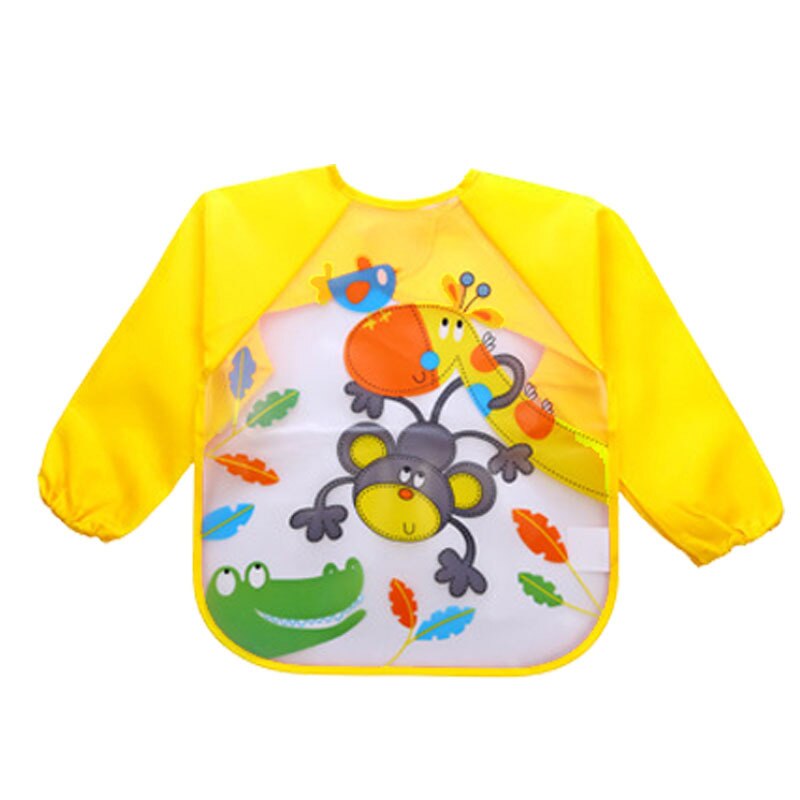 Infants Children Long Sleeve Waterproof Eva Overclothes Cartoon Baby Bib: 1 hao Orange Little Monkey
