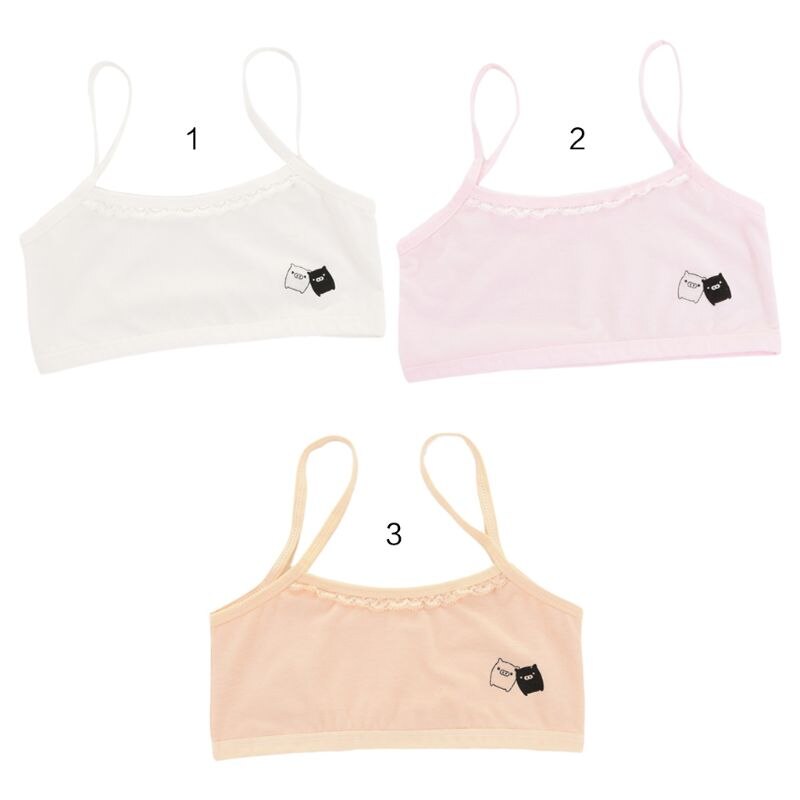 Puberteit Meisjes Spaghetti Strap Training Beha Leuke Cartoon Little Pig Ondergoed Draadloze Bralette Geschulpte Kant Splicing Hemdje