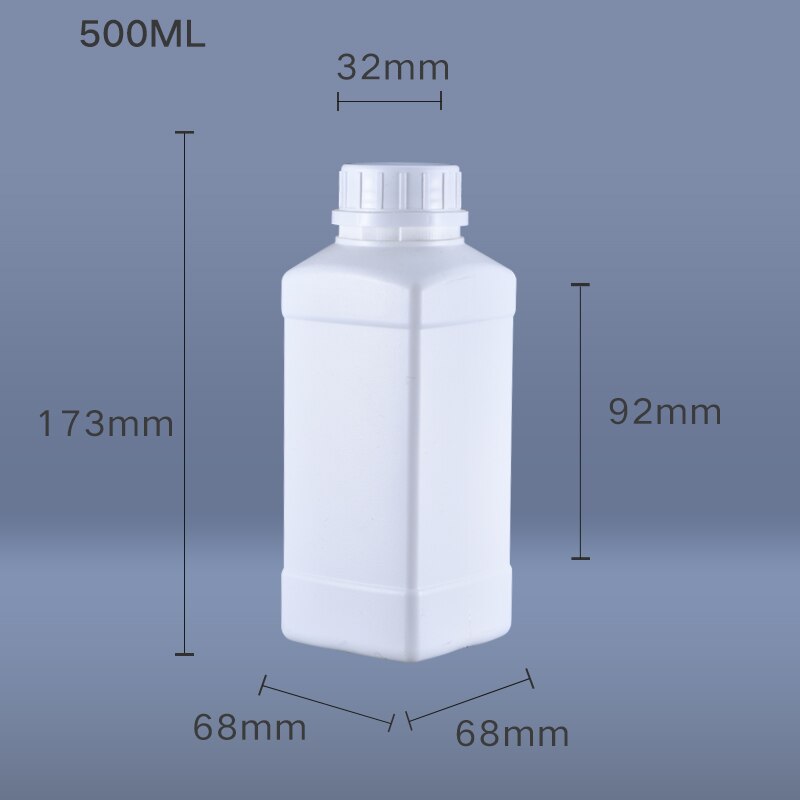 500ml 1000ml firkantet plastflaske med låg lækagesikker tom hdpe -beholder til malingshampoo flydende flasker 1 stk: 500ml hvide