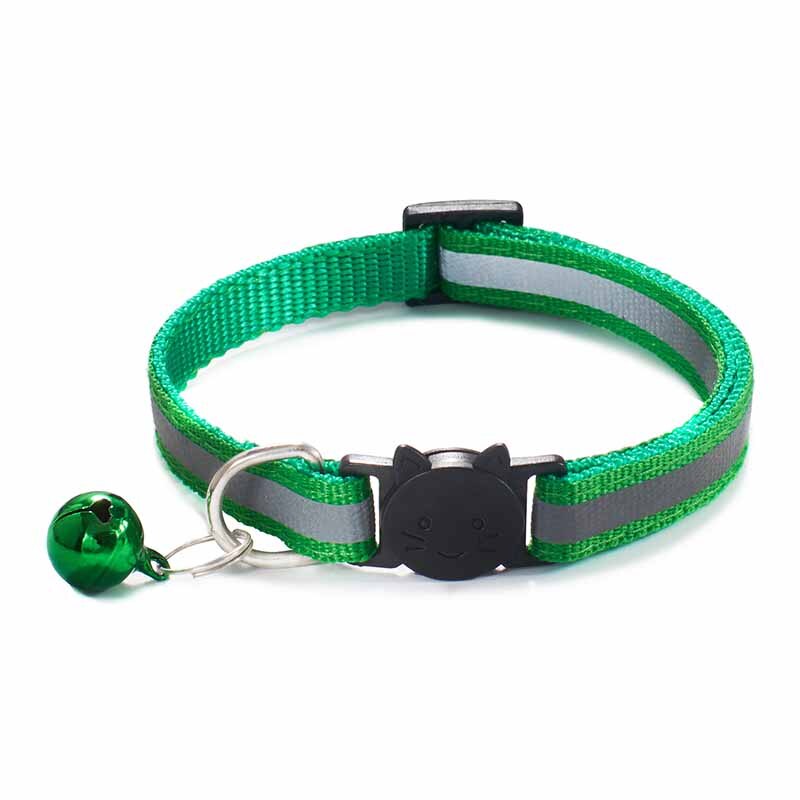 Huisdier Halsband Reflecterende Verstelbare Kat Leash Ketting Bel Halsbanden Voor Katten Puppy Accessoires Gatos Chiens Mascotas Dla Kota: Dark green