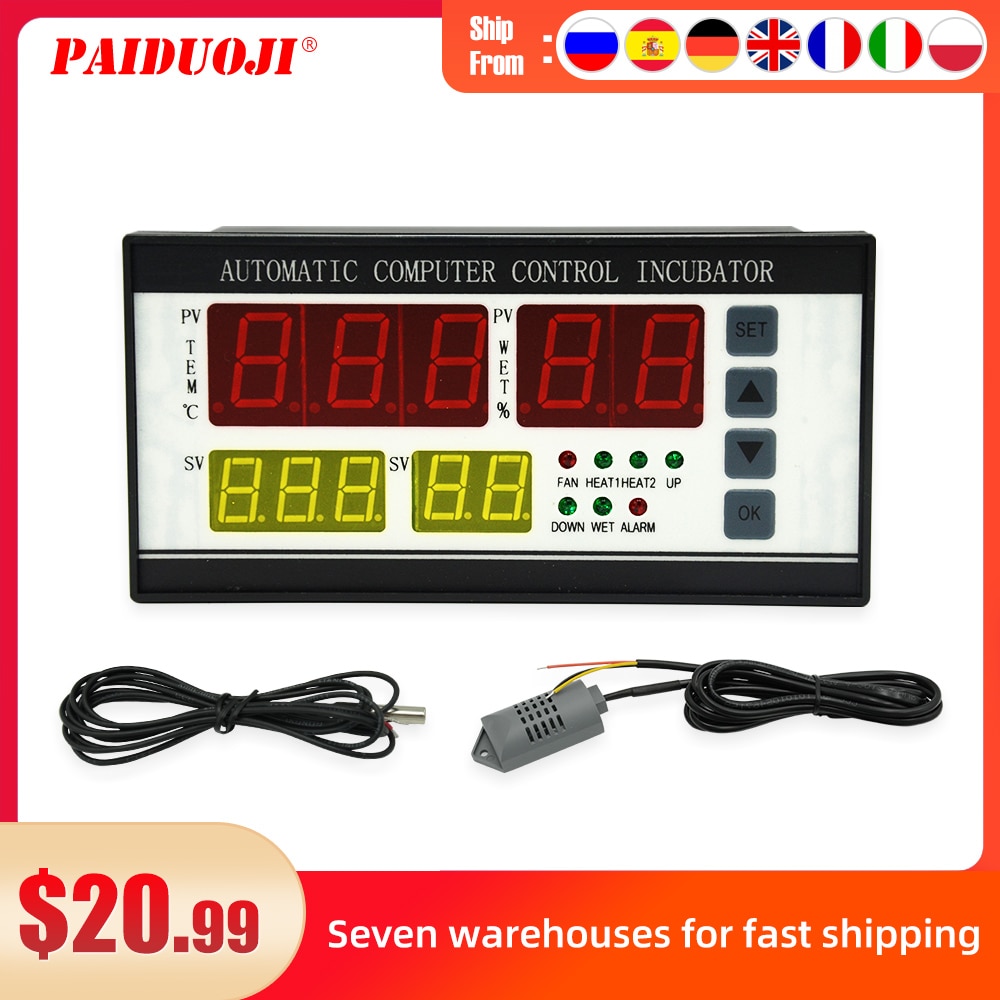 Controlador de incubadora de huevos XM-18, termostato higrostato, Control Digital Automático completo con sonda de Sensor de temperatura y humedad