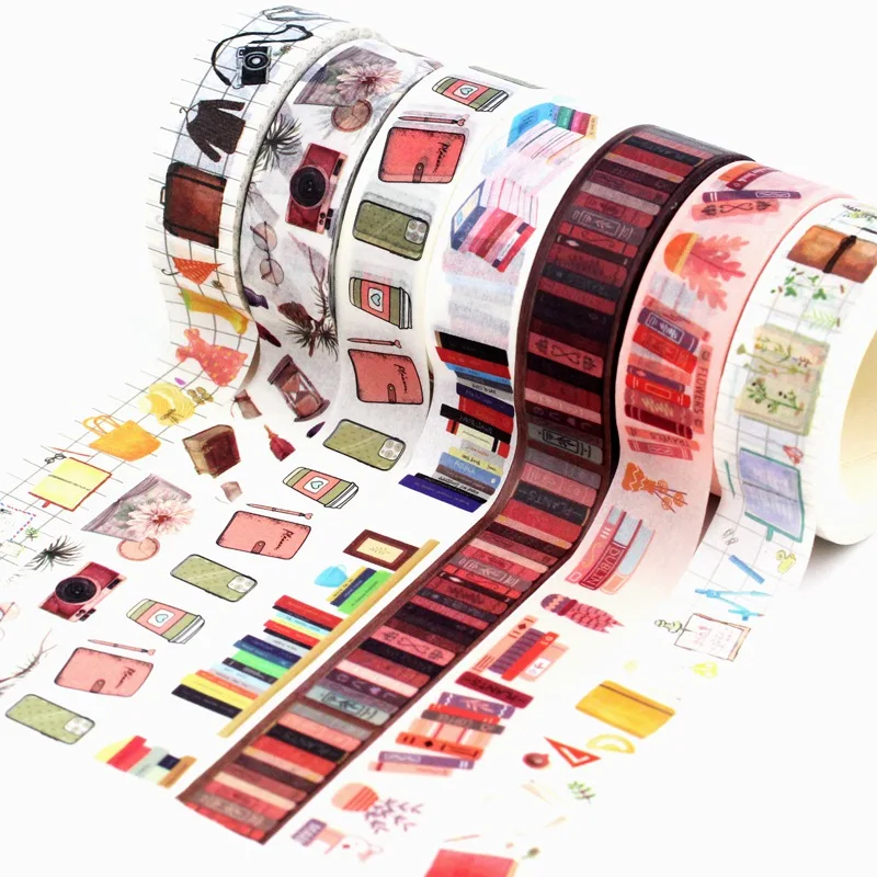 Juego de cintas Washi de papel para maquillaje, libros decorativos, 10M, para planificador, álbum de recortes, cinta adhesiva, papelería Kawaii, suministros escolares, 1 ud.