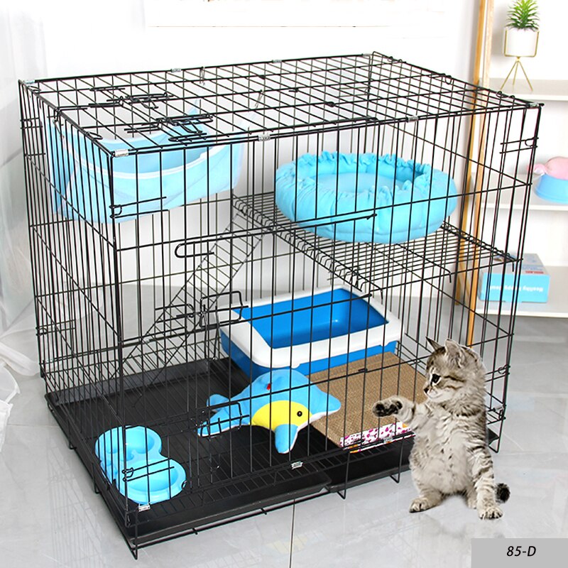 Midden 2 Lagen Kat Kooi Villa Twee Lagen Huis Luxe Grote Ruimte Indoor Opvouwbare Cattery Artikelen Kat Nest