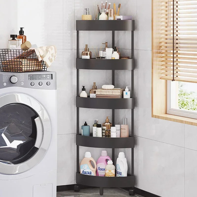 Mueble esquinero para baño, estante triangular para suelo, estante de almacenamiento multicapa, mueble para baño y cocina