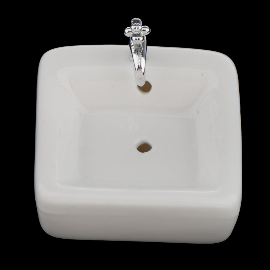 1:12- schaal miniatuur vierkante wasbak voor poppenhuis badkamerbenodigdheden