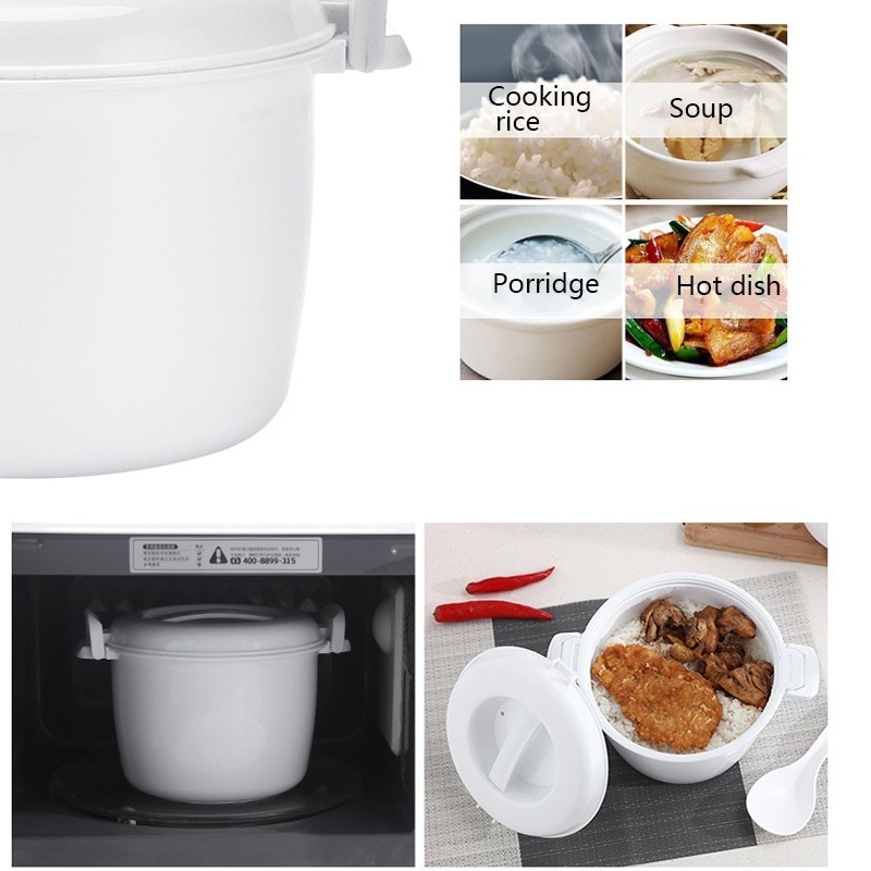 Horno de microondas portátil, arrocera, vaporera multifuncional, caja de almuerzo Bento de aislamiento térmico, utensilios de vapor de grado alimenticio PP