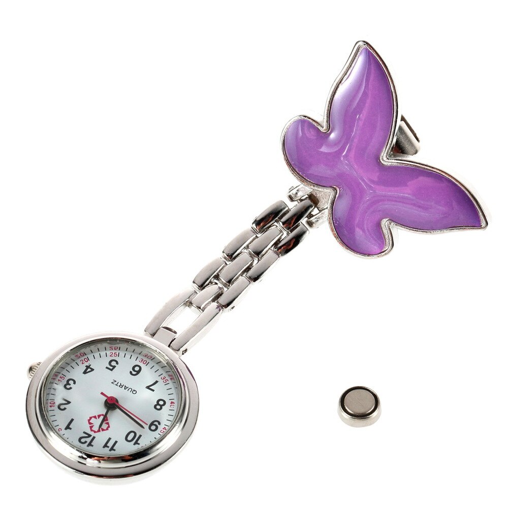 Antique Stainless Steel Nurse Clock On A Chain Pocket Watch Silver Brooch Quartz Analog Pendant Watch
