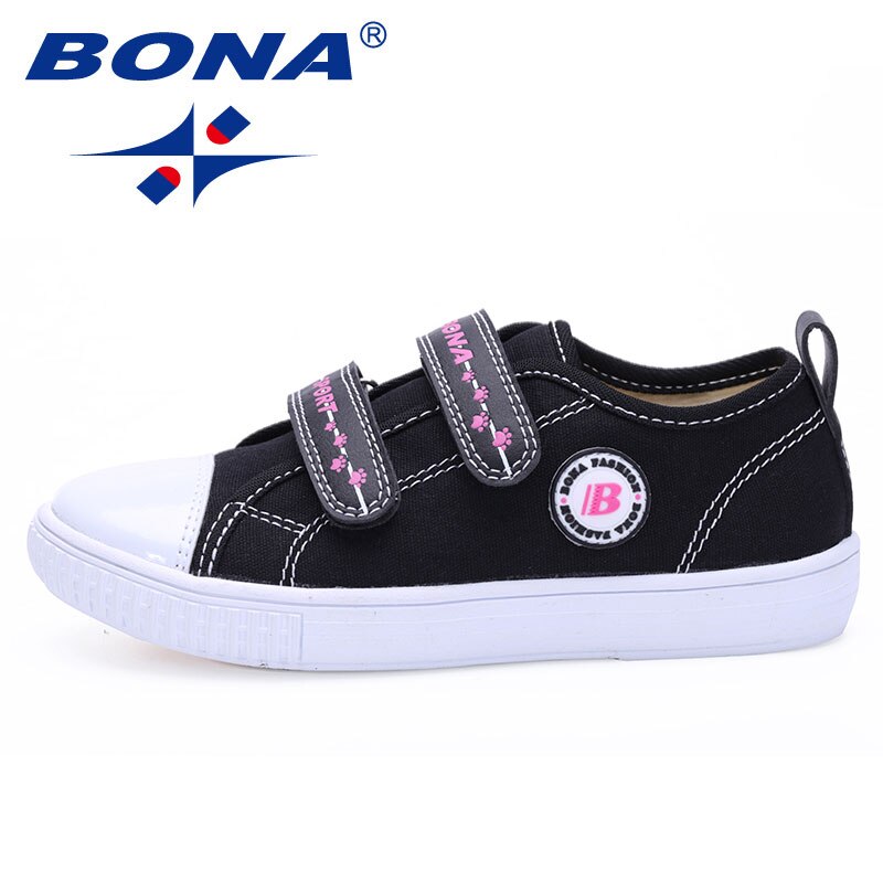 Bona novo estilo crianças sapatos de lona hook & loop meninos sapatos casuais sapatos caminhada ao ar livre tipos confortáveis rápido frete grátis: BLACK / 3.5