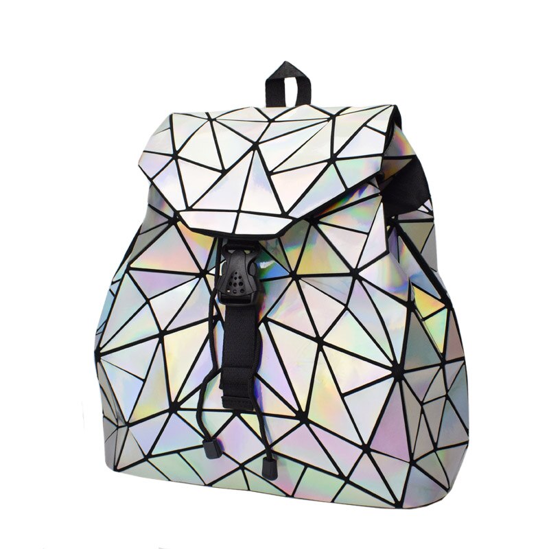 Women Drawstring Backpack Geometric Female Backpacks For Teenage Girls Bagpack Holographic Ladies bao School Bag Sac: Colorful