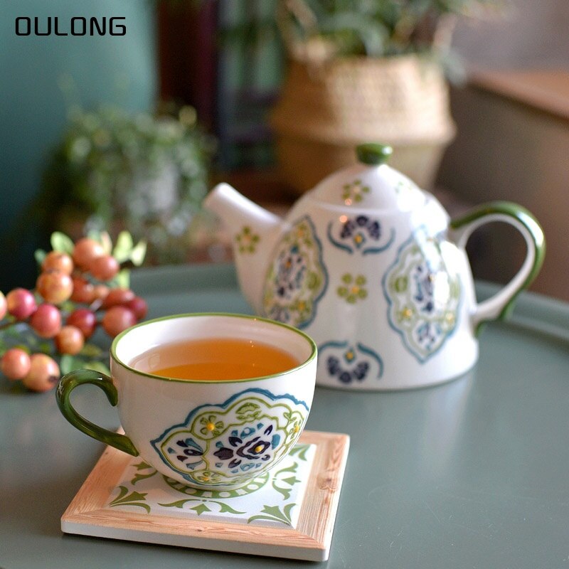 Hand-painted Japanese-style small fresh flower tea tea set fruit tea set afternoon tea retro literary tea cup teapot