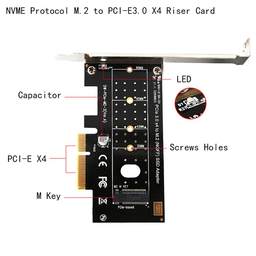 M.2 nvme ssd ngff para pcie 3.0x4 adaptador m cartão de interface chave velocidade total 6 gbps adaptador