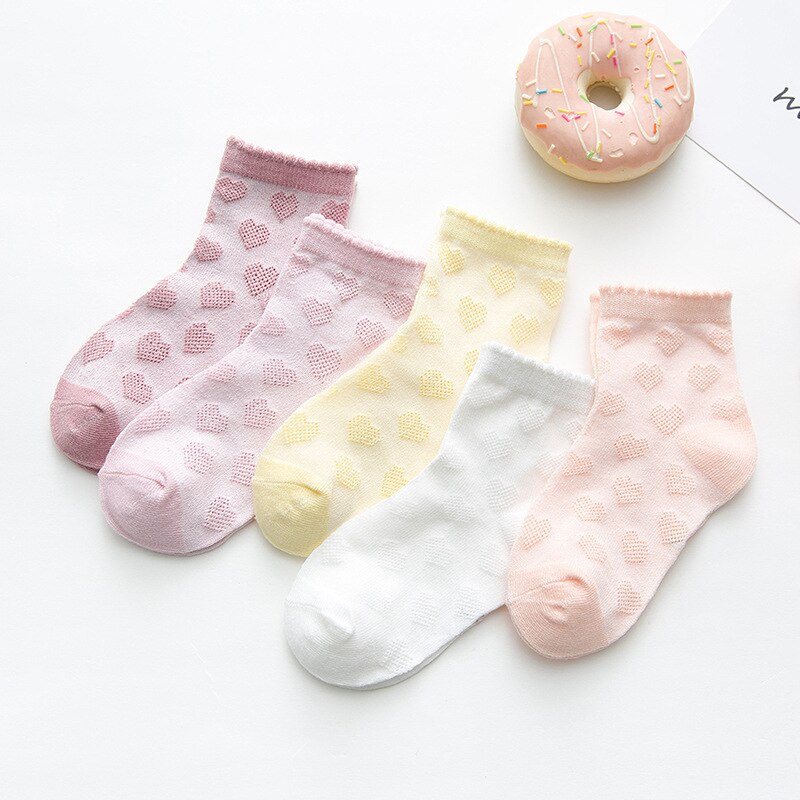 5 Pairs/lot Summer Boys Girls Socks Set Thin Cotton Mesh Non Slip Cool Socks for Kids 3-12 Years: Blue / 9-12 years