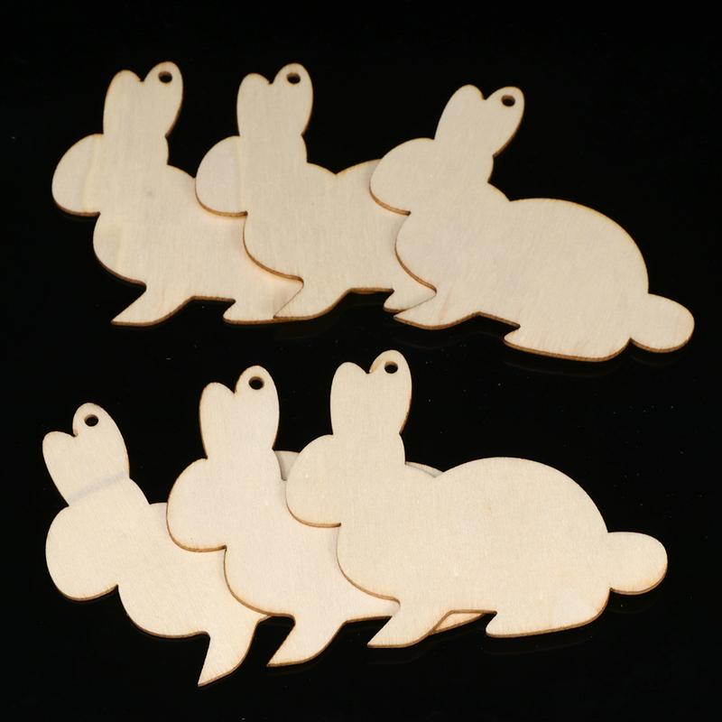 20pcs DIY Log Rabbit Wood Chips Cute Hanging Pendant Decorative Wood Slice for Festival Party Room Home