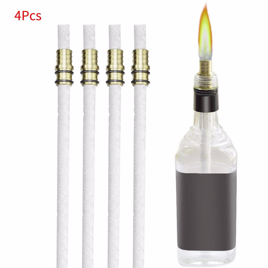 Kit de antorcha de botella de vino 4 paquetes, incluye 4 mechas de antorcha de larga vida, montaje de mecha de latón arte naturaleza hogar Decoración