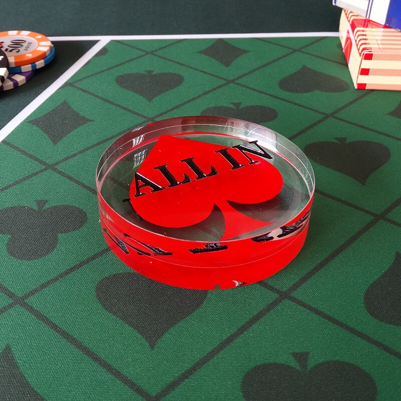 Accesorios de juego ALL IN Button acrílico Poker Card Guard Texas Hold'em: Blanco