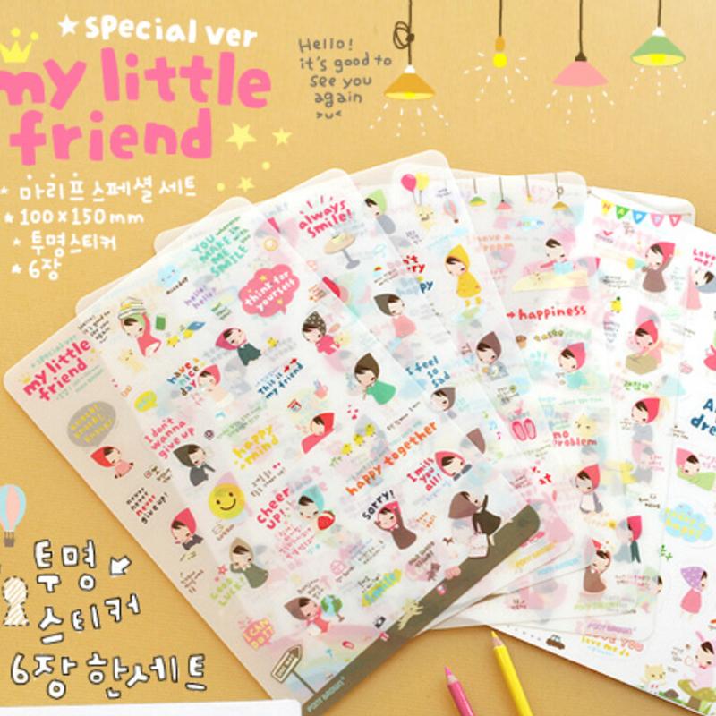 6 Pcs/lot Cute Cartoon Print Mobile phone Decorative Stickers Message Phone Decor Scrapbook Paper Sticker