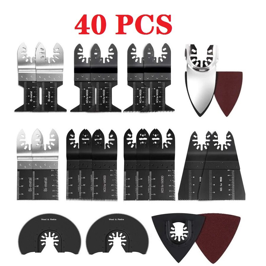 Universal Oscillating Multi Tool Saw Blade Quick Release Dewalt for Renovator Power Tool Wood Cutting 10-121Pcs/Set: 40PCS