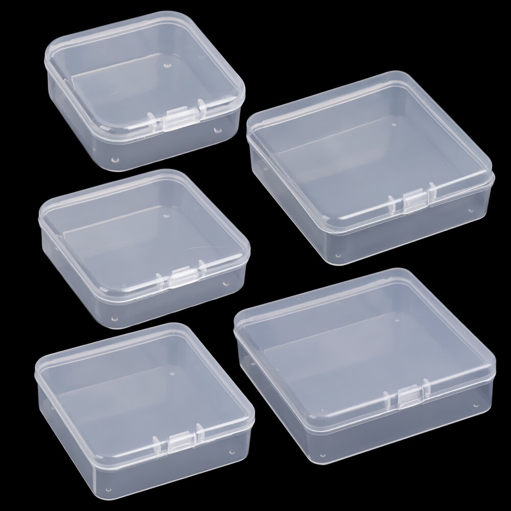 9Sizes Small Plastic Square Transparent Storage Box Items Sundries Organizer Case Jewelry Beads Container Tools Accessories Box