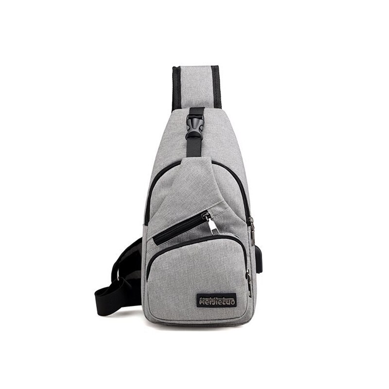Universal Oxford Shoulder bag USB Charging Travel Single Strap Casual Crossbody Office Messenger Bag Pack 372: Gray
