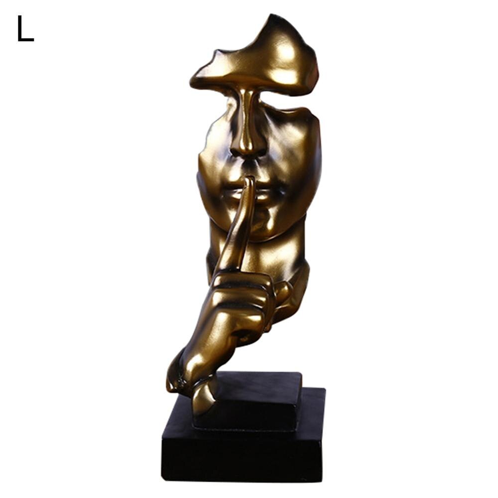 Resin Figurines Silence Is Gold Sculpture Statuette Figurine Craft Office Home Decoration Abstract Craft Modern Art Decoration: L