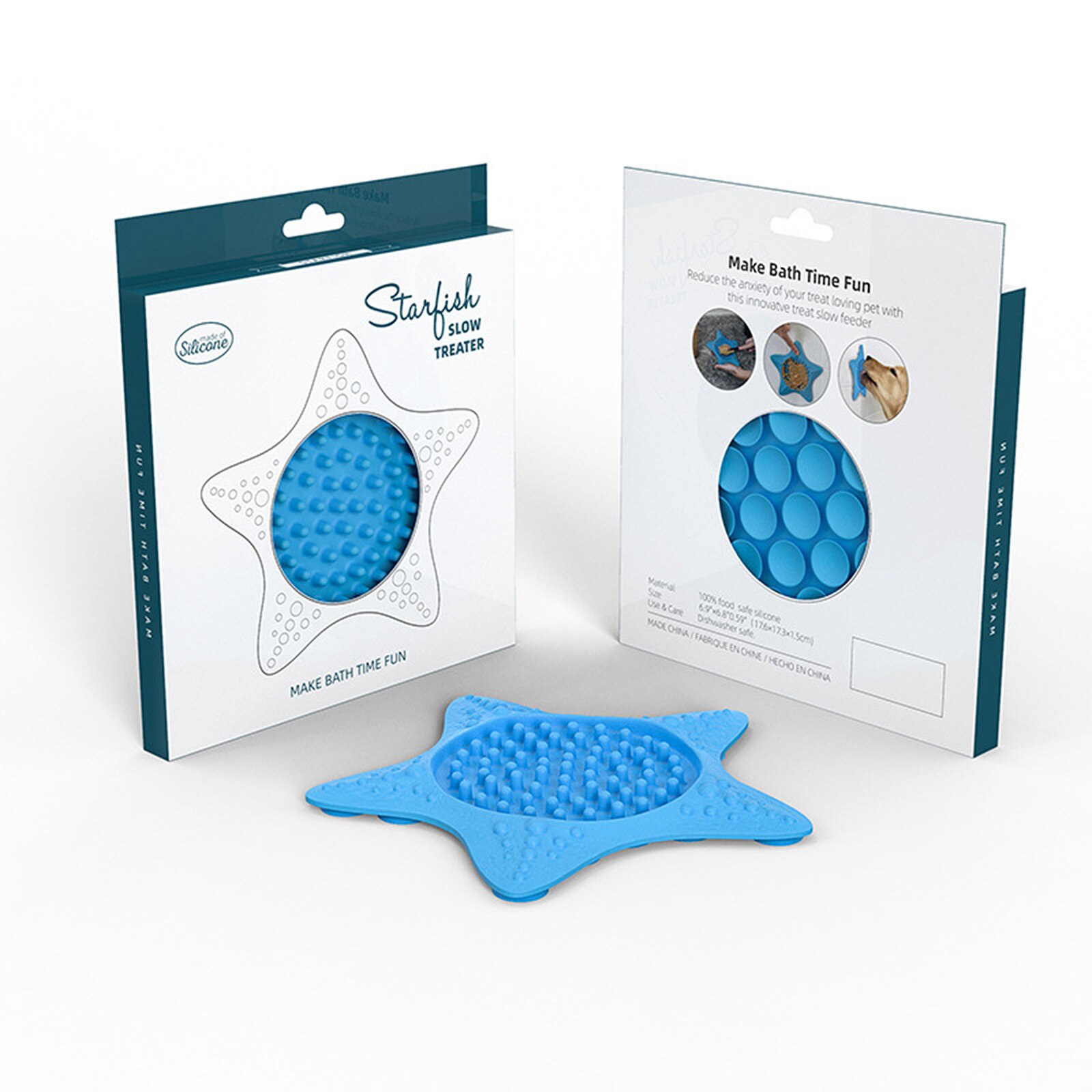 Blue Portable Fixed Suction Dog Lick Pad Cup Bowl Transfer Plate Dog Slow Feeder Silicone Pet Bath Products