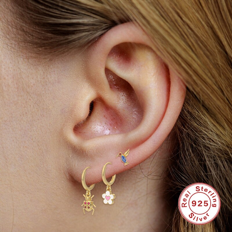 Roxi Mooie Emaille Bloemen Hoepel Oorbellen Voor Vrouwen Meisjes 925 Sterling Zilveren Earing Dangle Earring Sieraden Pendientes Plata 925