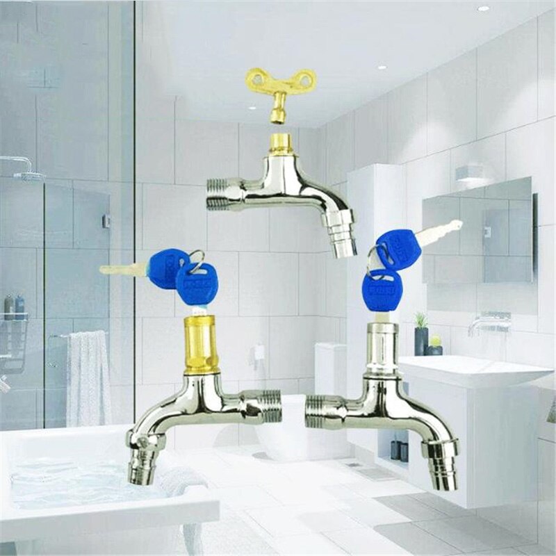 Torneira de água portátil para lavagem, com chave, torneira de liga metálica, antifurto, para uso ao ar livre