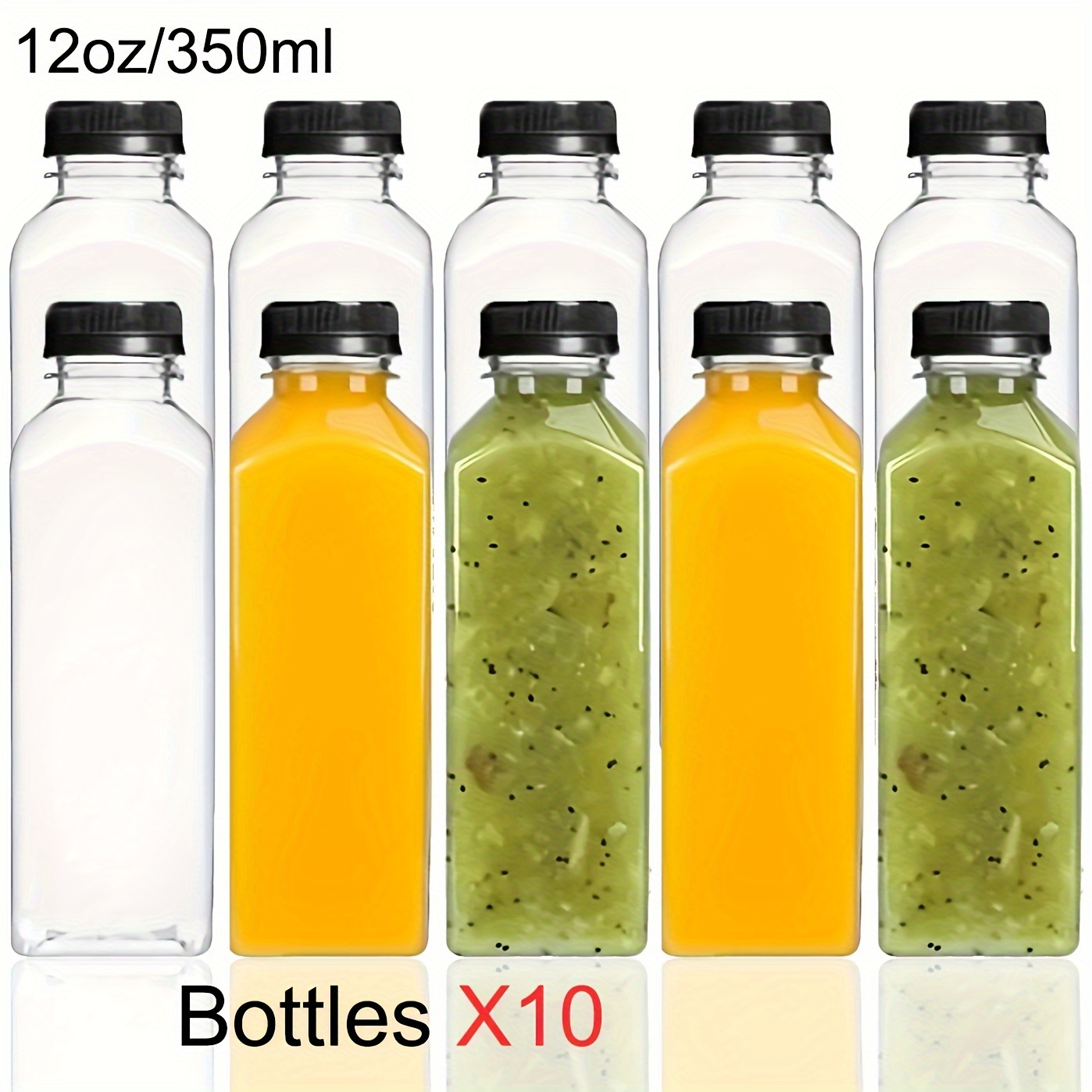 10-- 150ml-500ml lækagesikre, gennemsigtige plastikflasker til juice - perfekte til juice, smoothies, mælk og hjemmelavede drikkevarer - genanvendelige bulkbeholdere