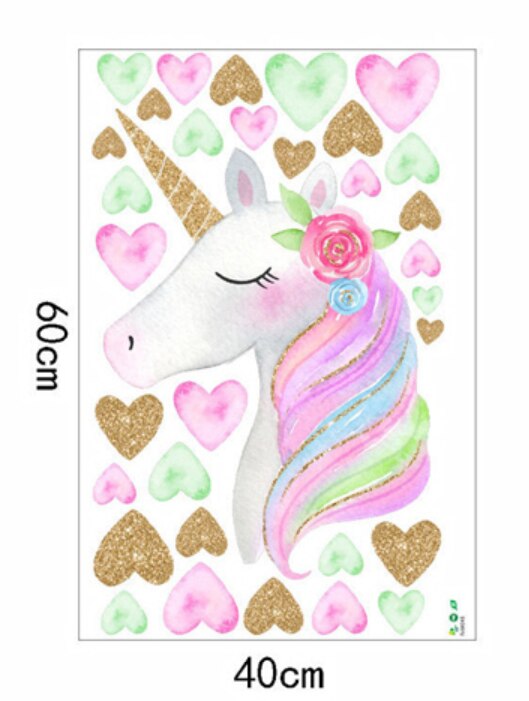 3D Eenhoorn Paard Muursticker Animal Tiger Dinosaur Home Decor Art Mural Meubels Panel Window Sticker Kinderkamer Muur Sticker: Zilver