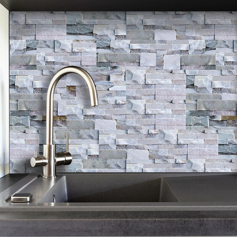 Kitchen Bathroom Peel and Stick 3D Self Adhesive Mosaic Stair Wall Tile Sticker -9PCS