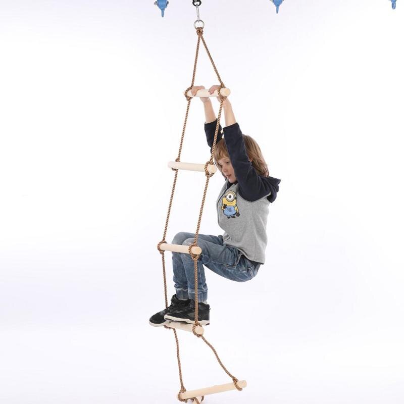 Legno Scala di Corda Multi Pioli Bambini Arrampicata Indoor Outdoor Garden Giocattolo Sicuro Sport Altalena di Corda Girevole Rotary Strumenti Connettore