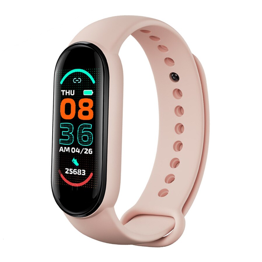 M6 Smart Band Mannen Vrouwen Fitness Smart Horloge Hartslag Bloeddruk Sleep Monitor Stappenteller Bluetooth Armband Voor Ios Android: pink