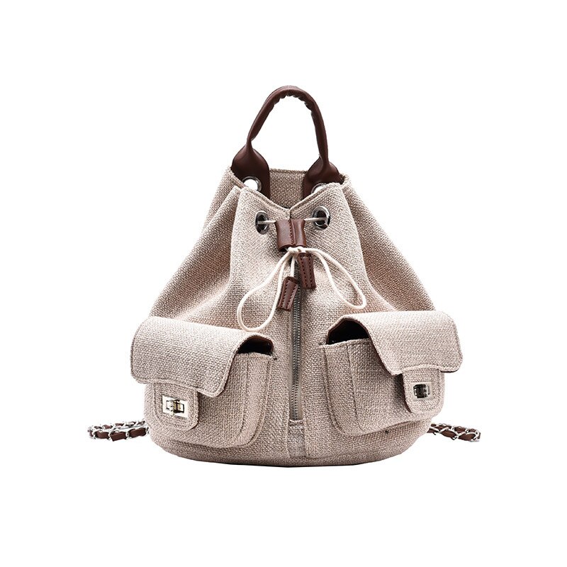 Mochila de algodón y lino para mujer, bolso escolar informal combina con todo, de viaje, de lona, nueva ,