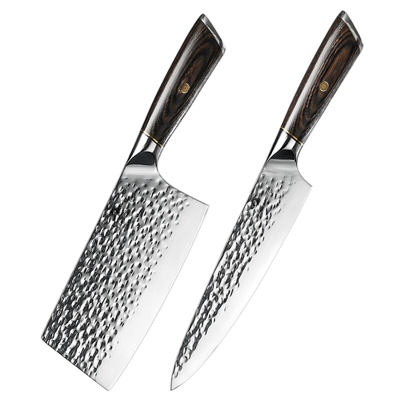 2 stk utility kokkekniv sæt 5 cr 15 smedet rustfrit stål kinesisk køkken kokkekniv sæt kløver skåret vegetabilsk kokkniv