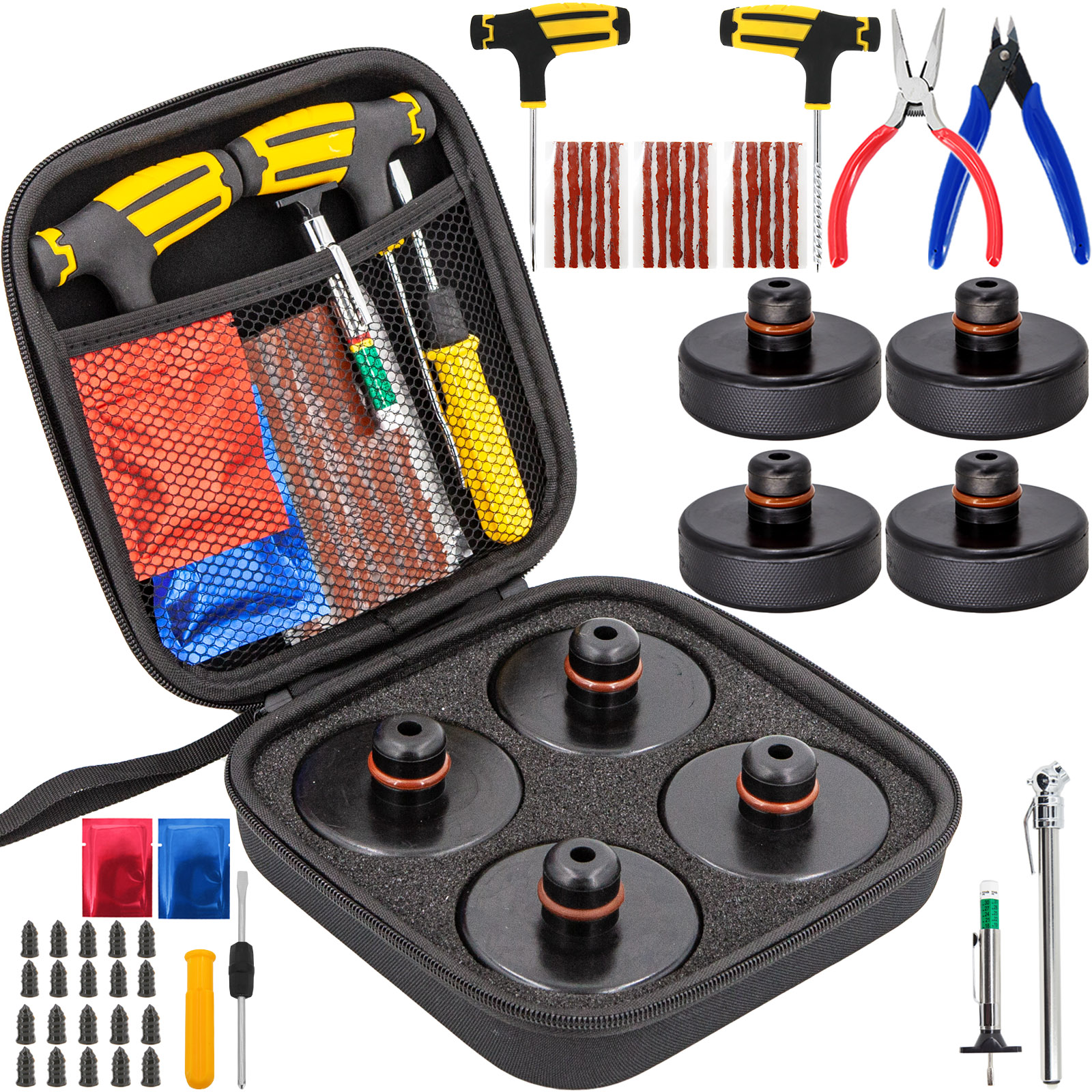 4Pcs Rubber Floor Lifting Jack Pad Axle Stand Adapter Pucks Tool Chassis For Tesla Model 3 S X Y Car Tire Repair Nail Screw Kit: Yellow